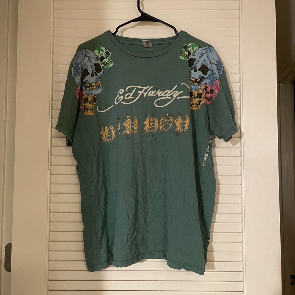 Ed Hardy Hip Hop T Shirt Size XL Belonged To NY Giants Leonard Marshal
